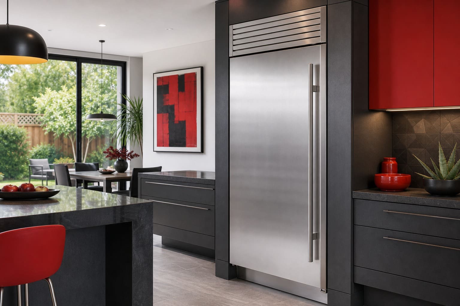 GE Monogram built-in refrigerator in a Santa Clara kitchen