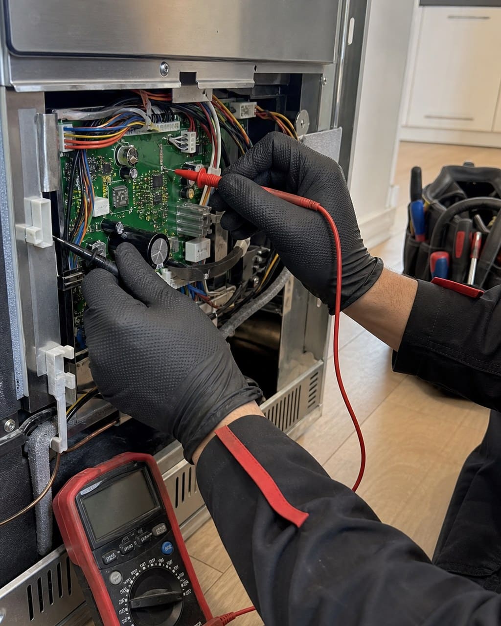 Sub-Zero Santa Clara technician diagnosing a built-in control board